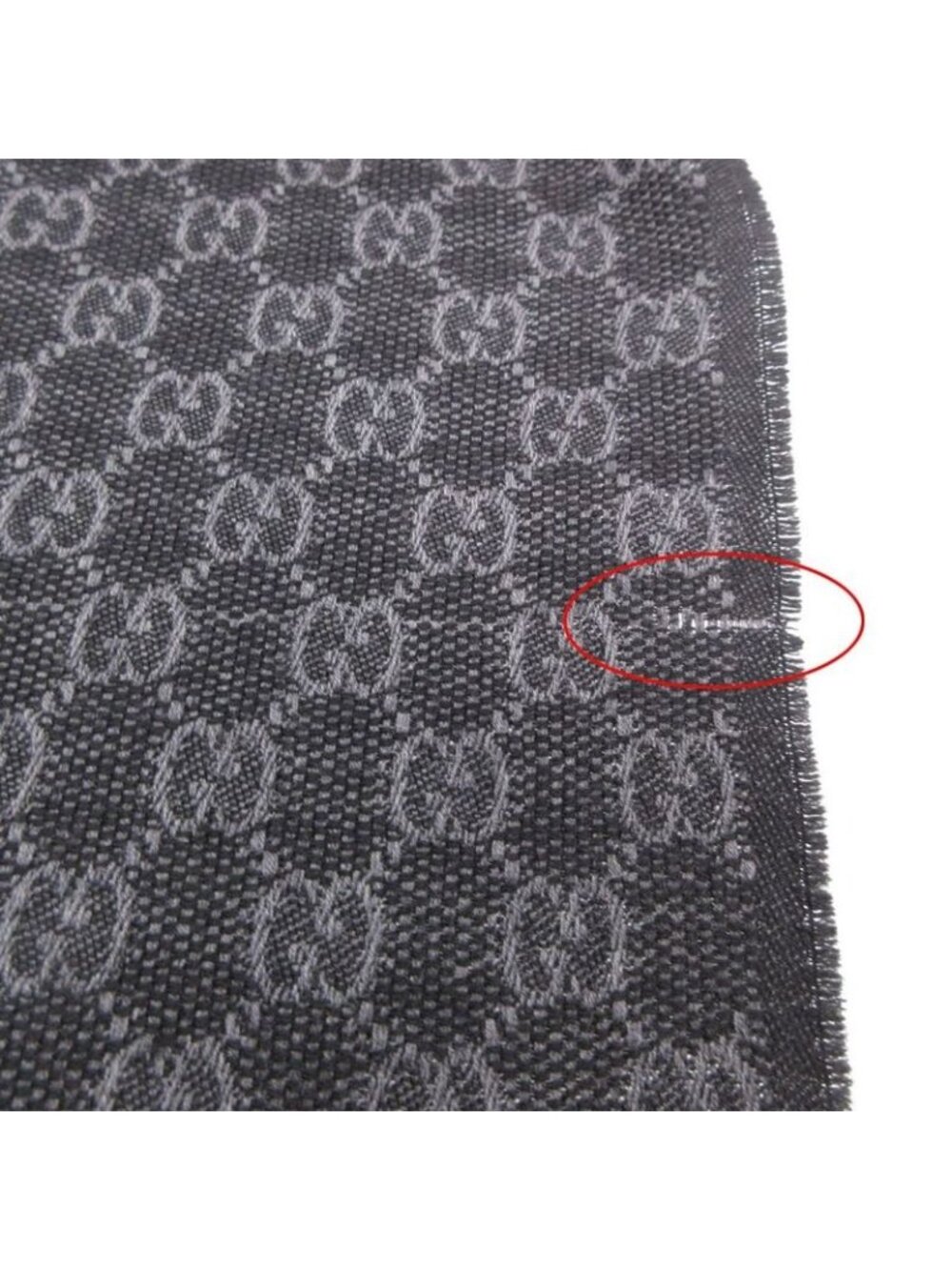 Gucci Scarf Shawl Web Line GG Pattern Fringe Gray Black - Picture 8 of 9